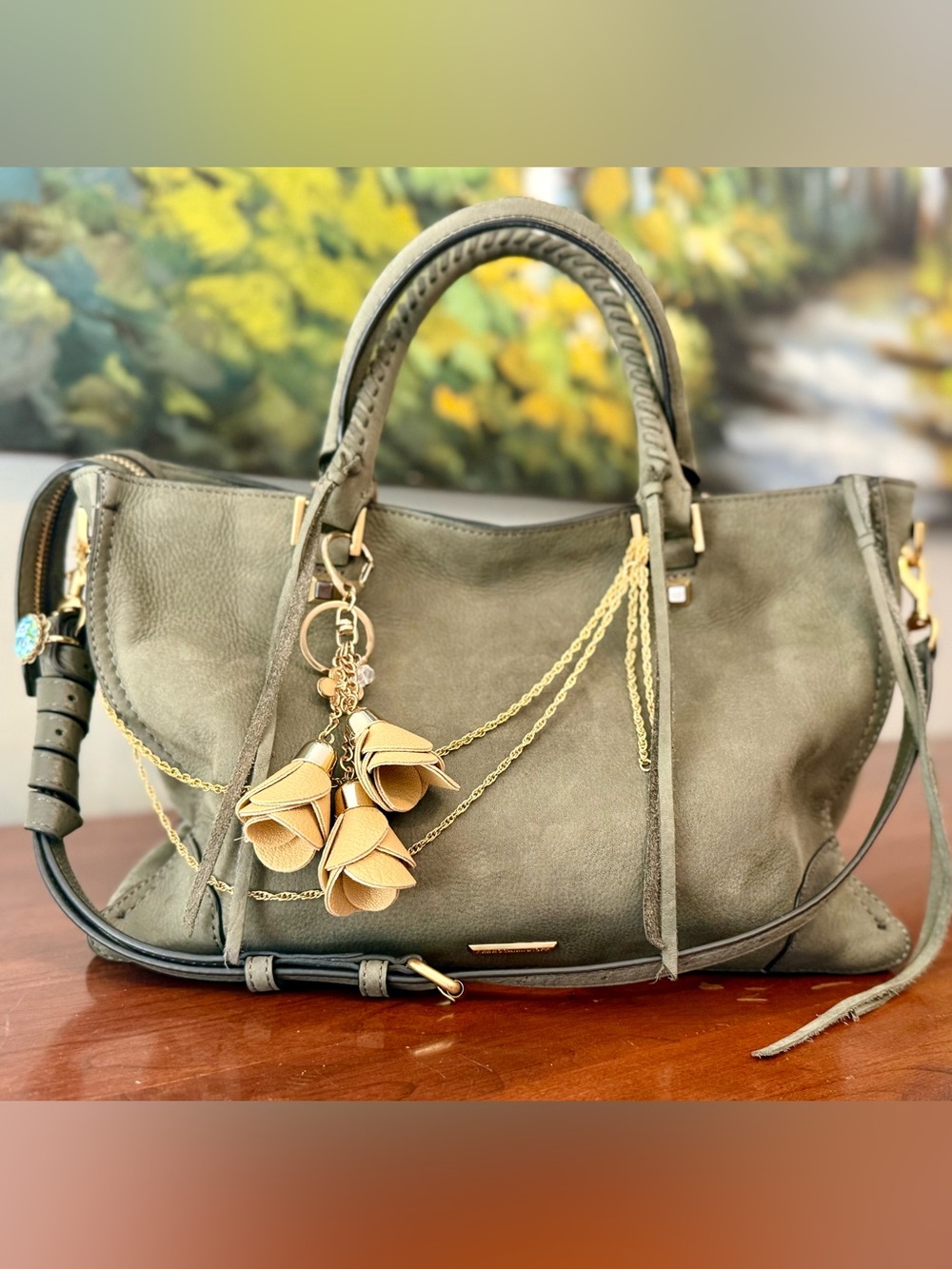 Rebecca Minkoff Sage Green Nubuck Regan Satchel | Suede Leather | Convertible